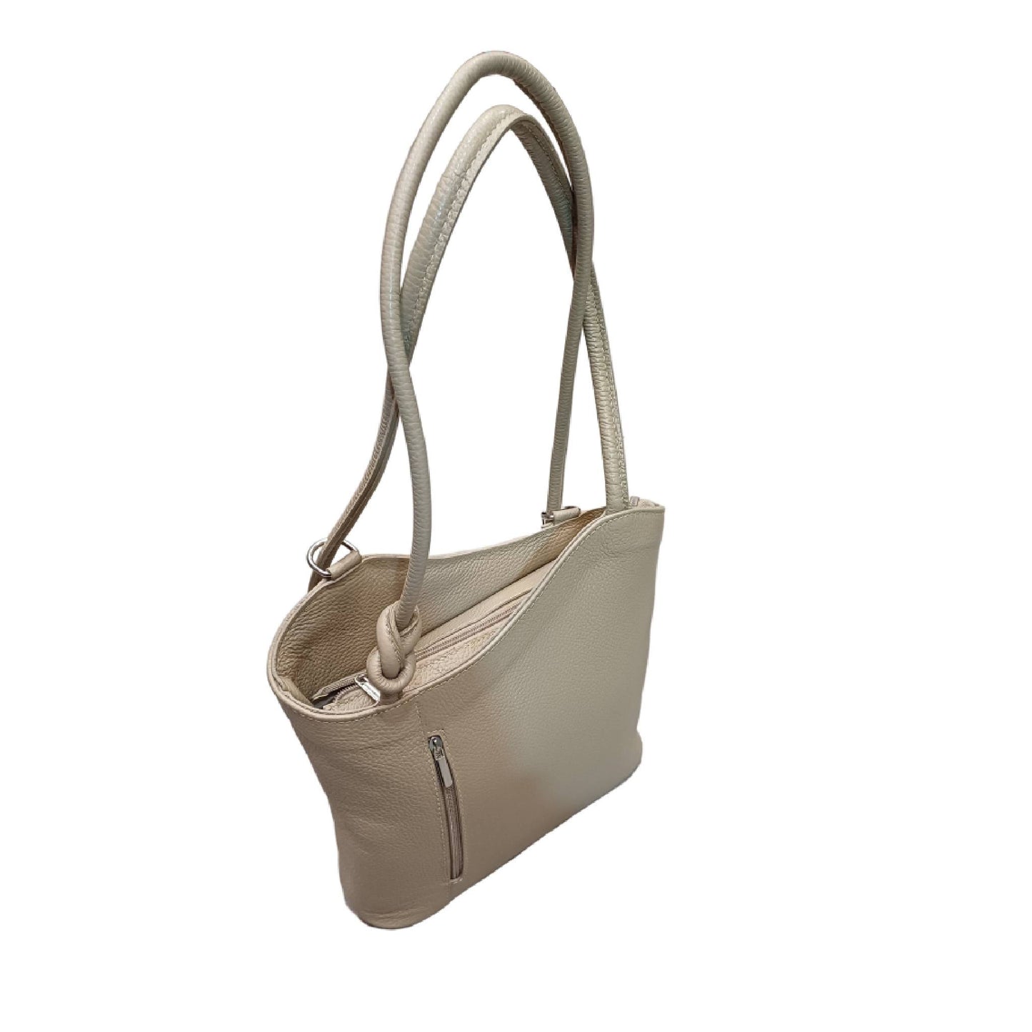 borsa zaino nodo in pelle taupe vitello martellato made in italy cuoieria italiana