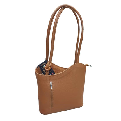 borsa zaino nodo in pelle tinta cuoio naturale vitello martellato fatta a mano in cuoio made in italy cuoieria italiana