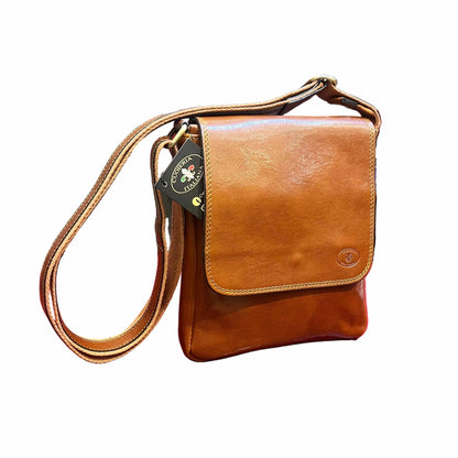 borsello con pattina in pelle cuoio naturale da uomo accessorio In cuoio artigianale made in italy cuoieria italiana