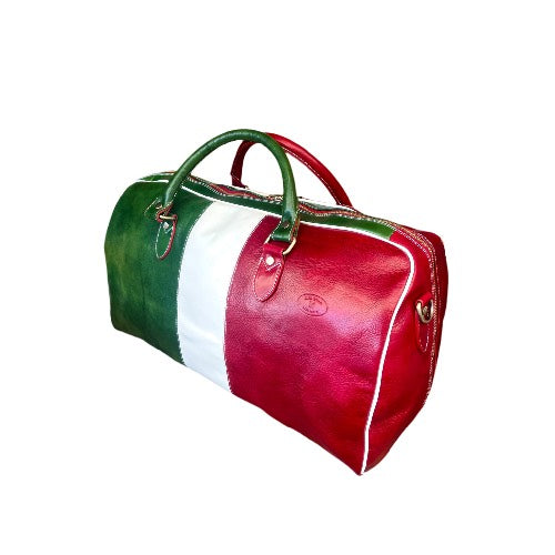 borsone tricolore in pelle