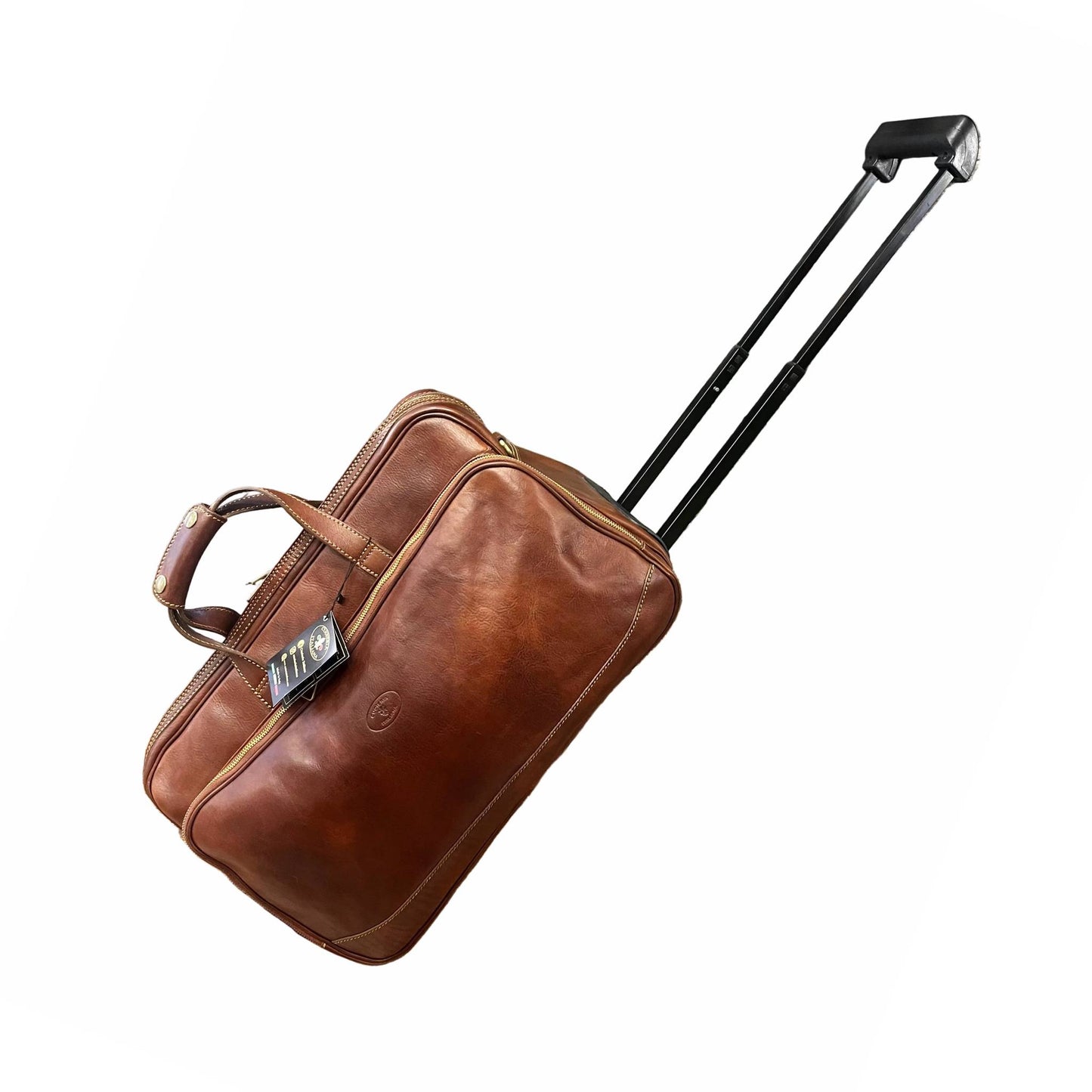 borsone trolley in cuoio naturale da bagaglio a mano artigianale made in italy cuoieria italiana