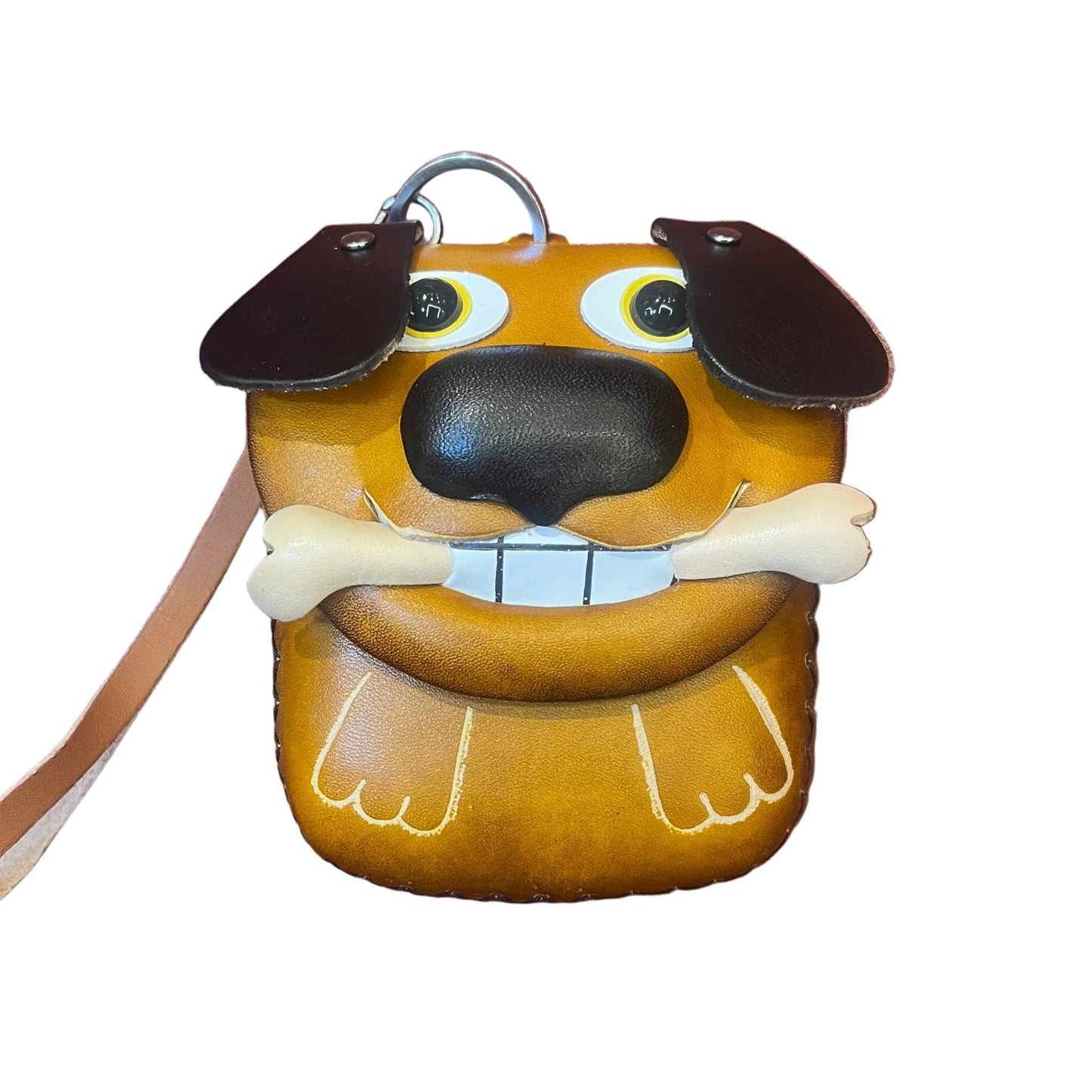 cane porta chiavi in pelle tinta cuoio artigianale accessorio in cuoio cuoieria taliana
