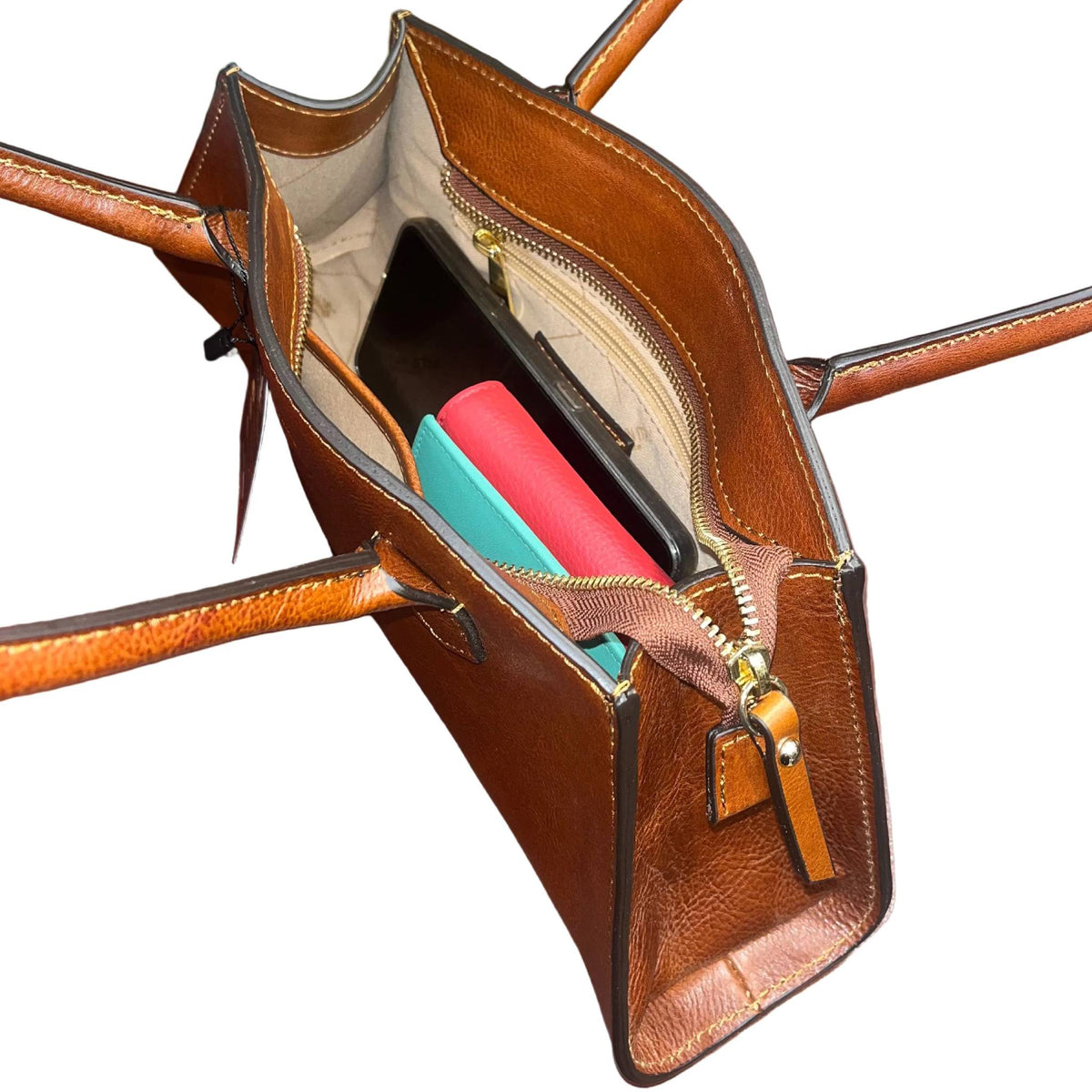 capienza interna persefone borsa in pelle marrone mogano da donna borsa fatta a mano in cuoio made in italy cuoieria italiana®