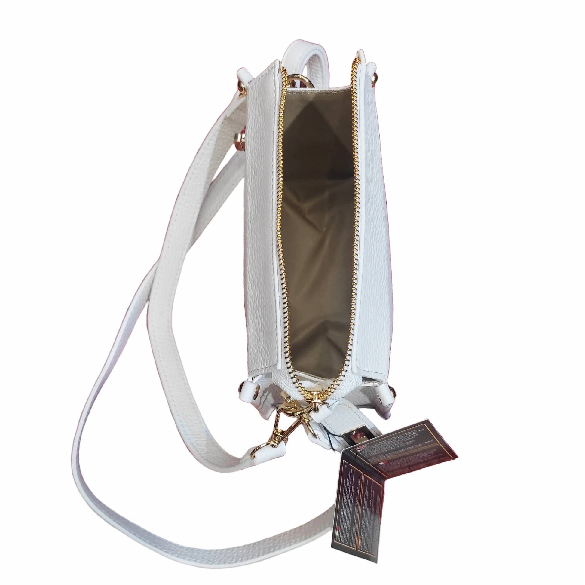 capienza interna uranus borsa a tracolla in pelle bianca da donna artigianale made in italy cuoieria italiana