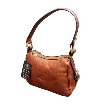 cassiopea borsa a tracolla in pelle marrone mogano da donna borsa fatta a mano in cuoio made in italy cuoieria italiana®
