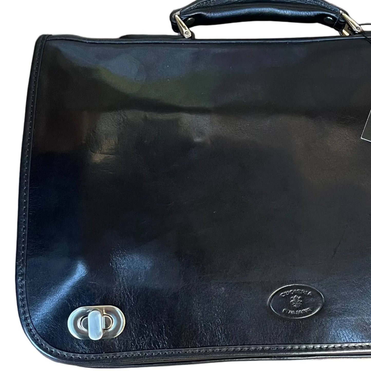 chiusura Cartella da lavoro in pelle con chiusura a girello Borsa professionale Made in Italy Cuoieria Italiana