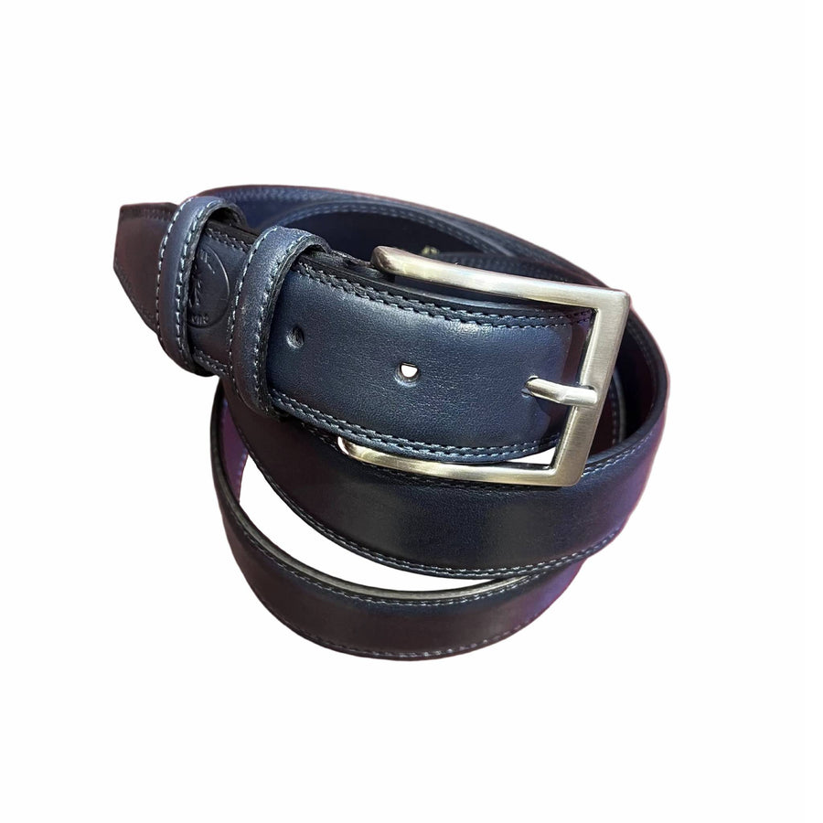 cintura blue navy in pelle accessorio in cuoio made in italy cuoieria taliana