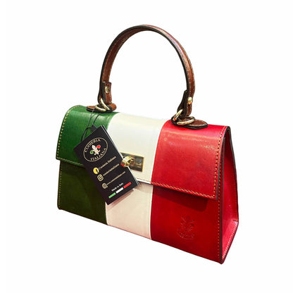 cometa borsa a tracolla in pelle bandiera tricolore italiano da donna borsa fatta a mano in cuoio made in italy cuoieria italiana