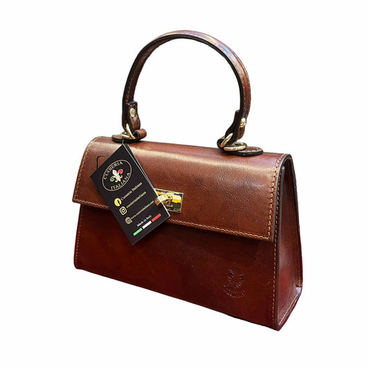 cometa borsa a tracolla in pelle marrone classico da donna borsa fatta a mano in cuoio made in italy cuoieria italiana