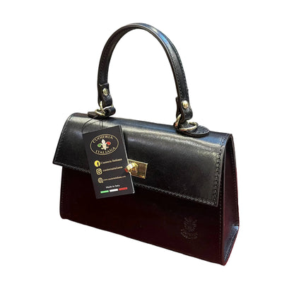 cometa borsa nera a tracolla in pelle da donna borsa fatta a mano in cuoio made in italy cuoieria italiana
