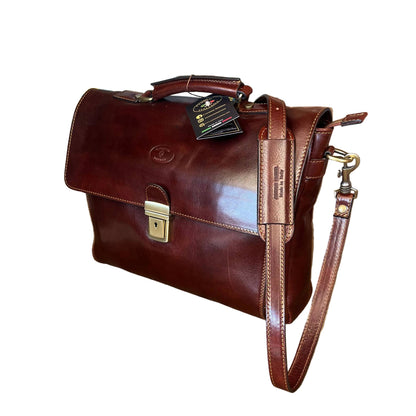 con tracolla dirigente cartella da lavoro in pelle con chiusura borsa in cuoio professionale made in italy cuoieria italiana