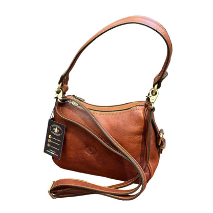 con tracolla in cuoio cassiopea borsa a tracolla in pelle marrone mogano da donna borsa fatta a mano in cuoio made in italy cuoieria italiana®