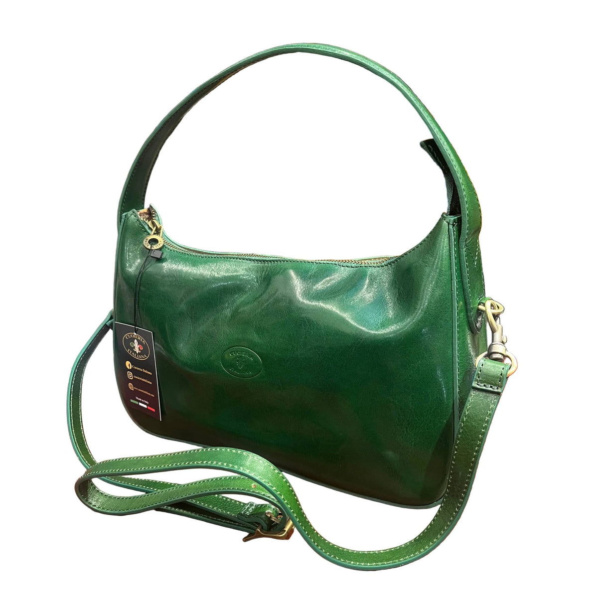 con tracolla nebula borsa in pelle verde a tracolla da donna borsa fatta a mano in cuoio made in italy cuoieria italiana®