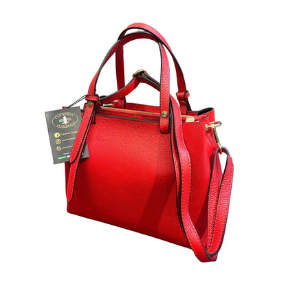con tracolla stellaris in vitello martellato rossa borsa a tracolla in pelle da donna artigianale made in Italy cuoieria italiana