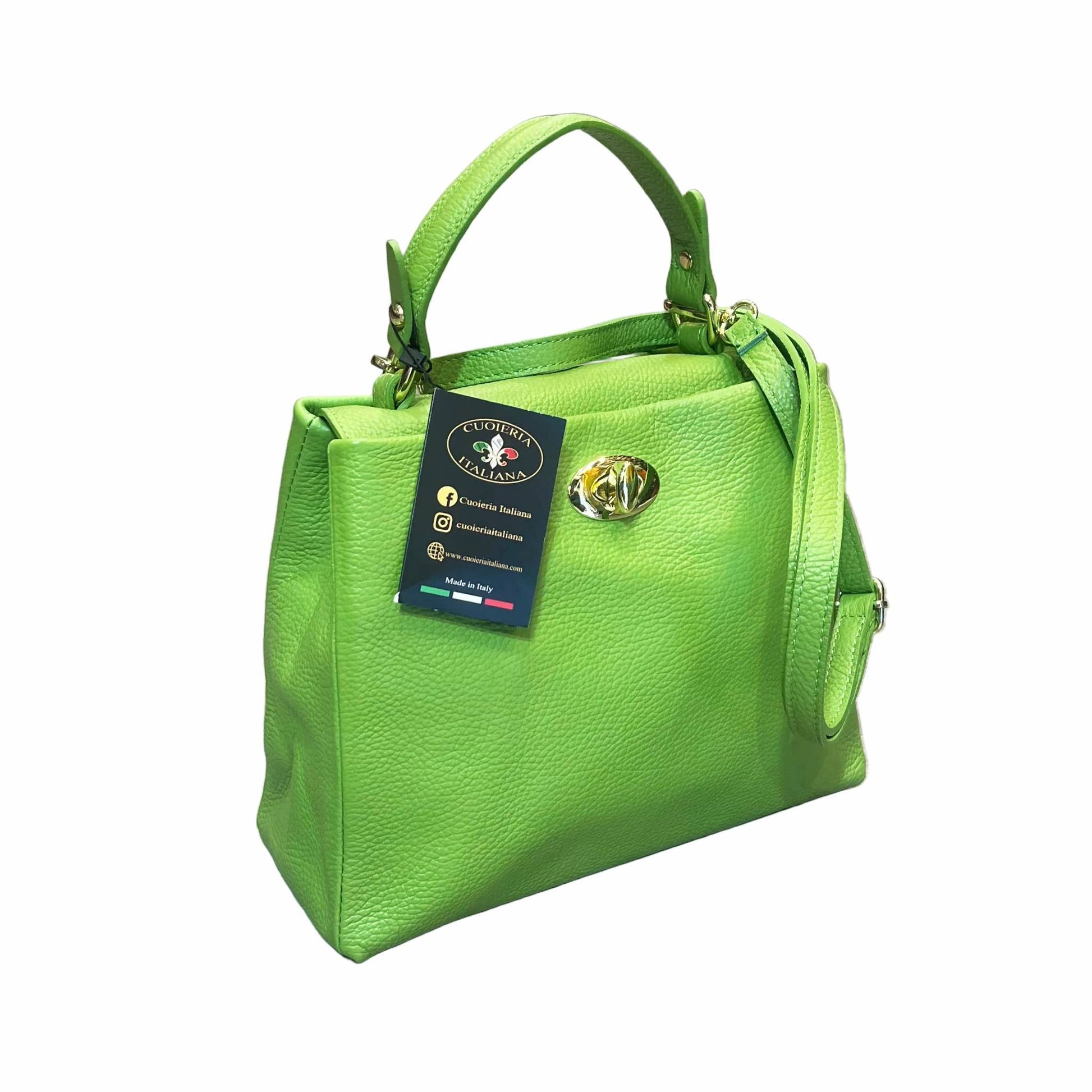 con tracolla stellaris morbida borsa a tracolla in pelle verde mela da donna artigianale made in italy cuoieria italiana