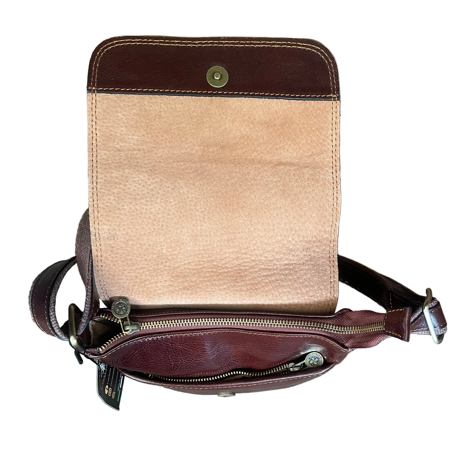 dettagli Borsello con pattina in pelle da uomo accessorio In cuoio artigianale Made in Italy Cuoieria Italiana