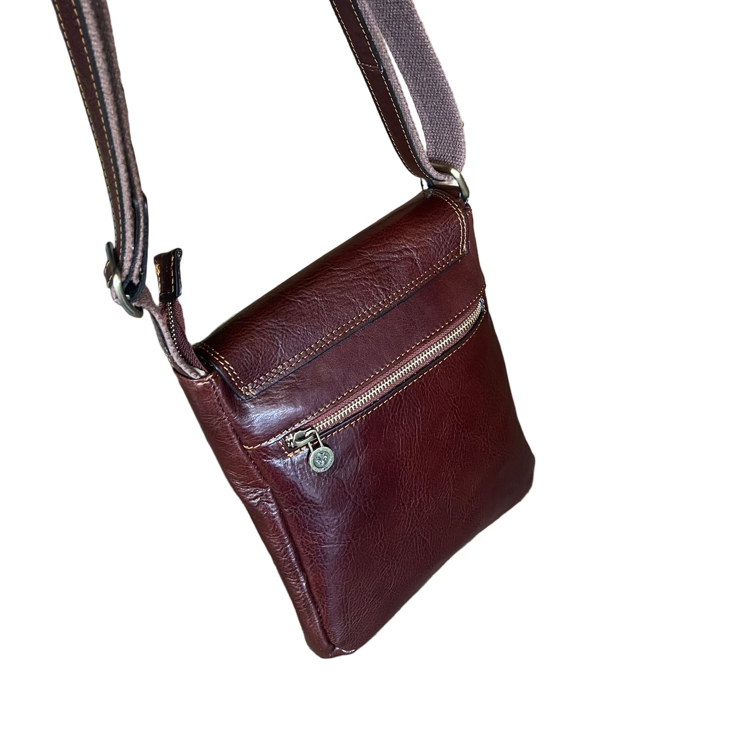 dietro Borsello con pattina in pelle da uomo accessorio In cuoio artigianale Made in Italy Cuoieria Italiana