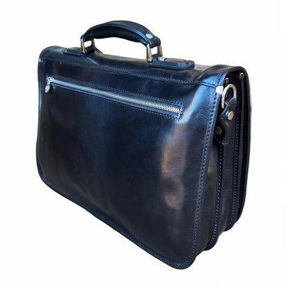 dietro Cartella da lavoro in pelle con chiusura a girello Borsa professionale Made in Italy Cuoieria Italiana