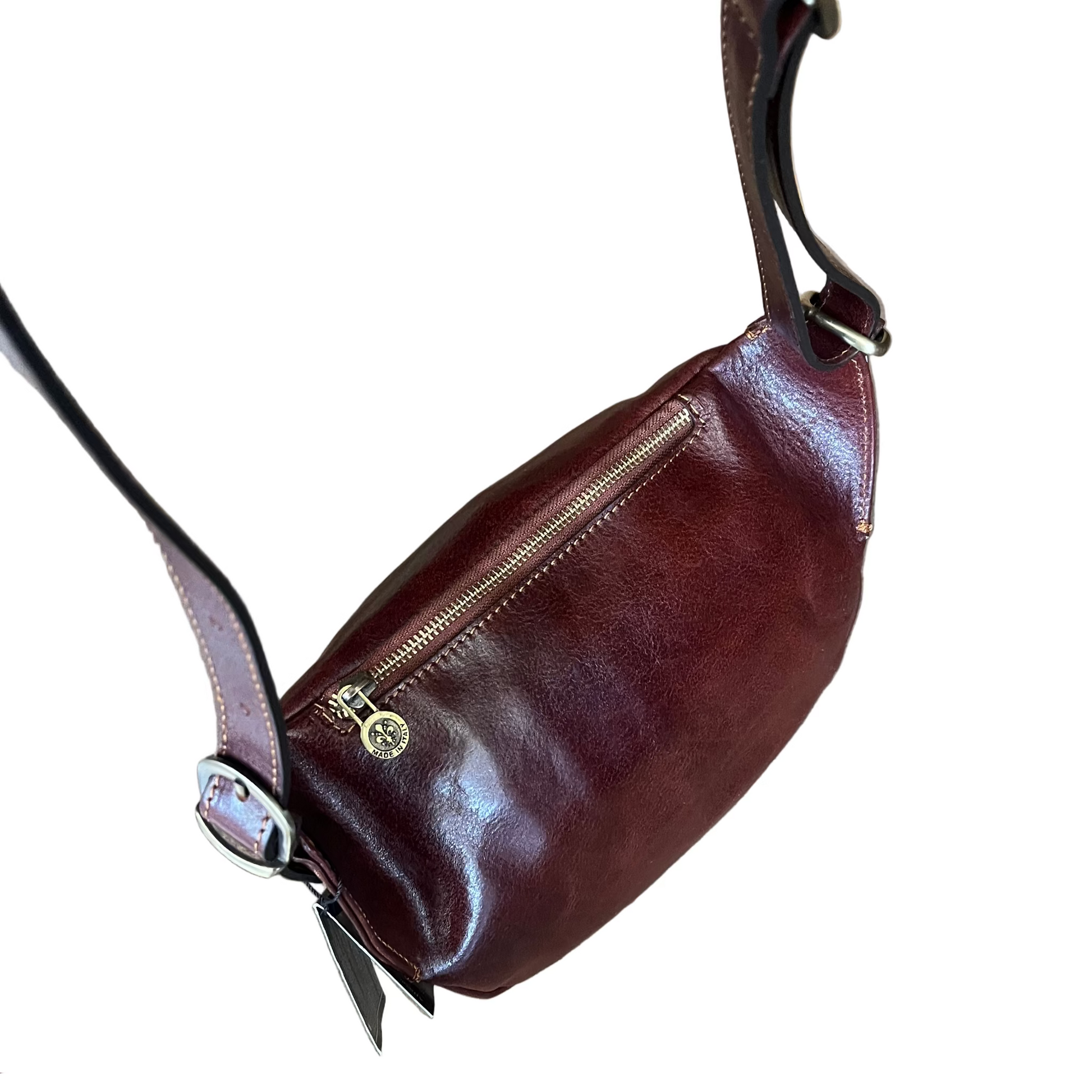 dietro Marsupio grande in pelle marrone unisex accessorio In cuoio artigianale Made in Italy  Cuoieria Italiana