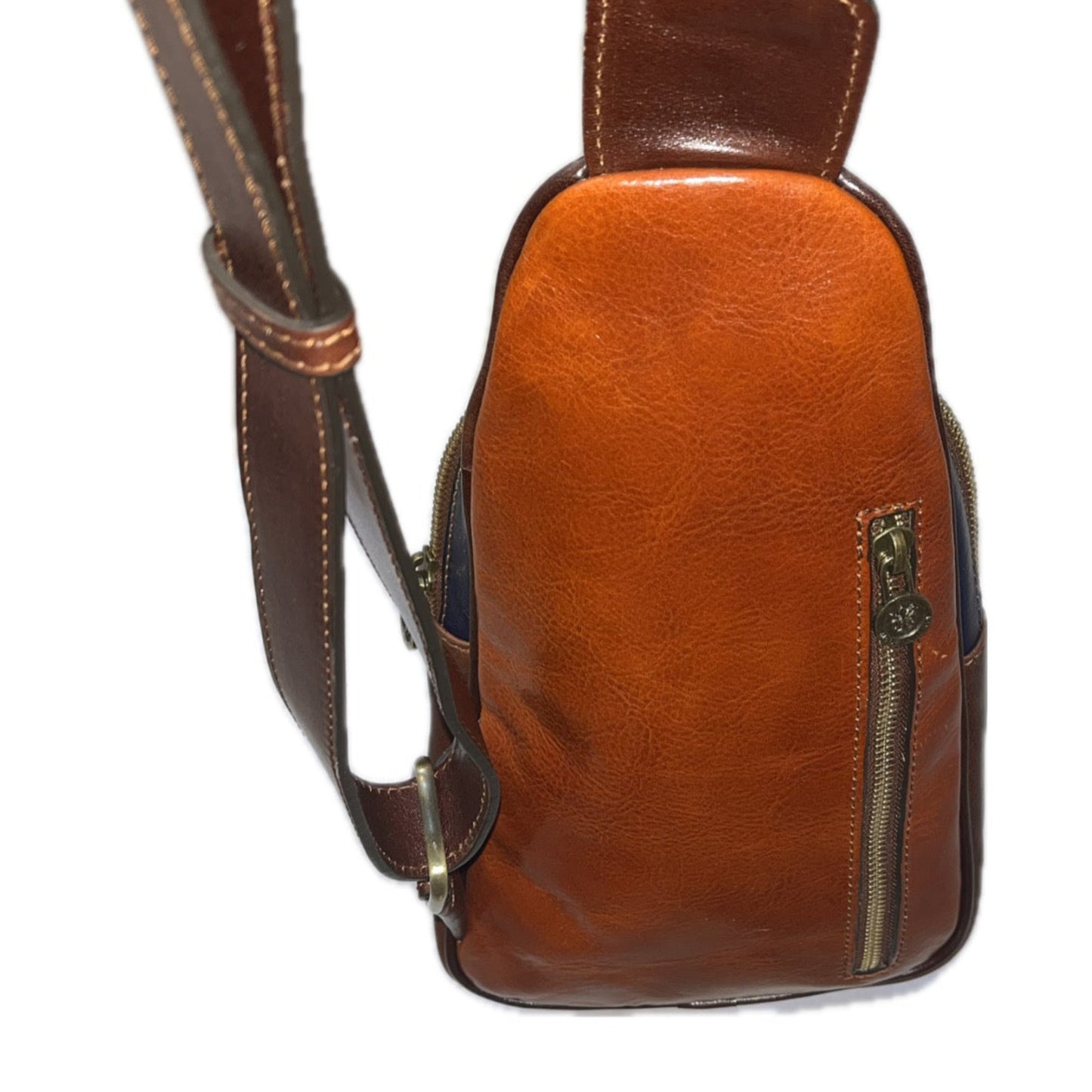 dietro Monospalla multicolor 2 in pelle accessorio Borsa a tracolla artigianale Made in Italy Cuoieria Italiana