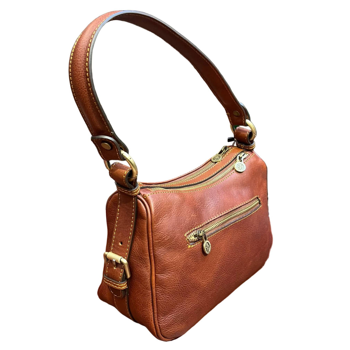 dietro cassiopea borsa a tracolla in pelle marrone mogano da donna borsa fatta a mano in cuoio made in italy cuoieria italiana®