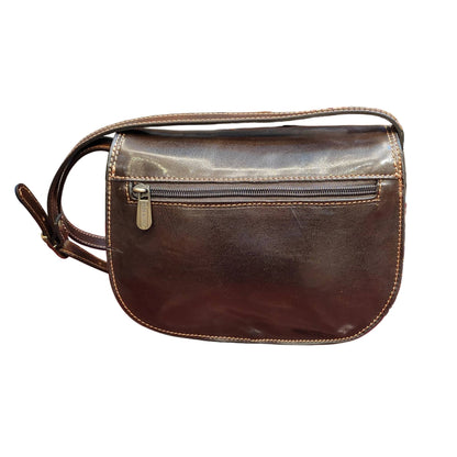 dietro eden borsa postino a tracolla in pelle marrone testa di moro da donna made in italy cuoieria italiana