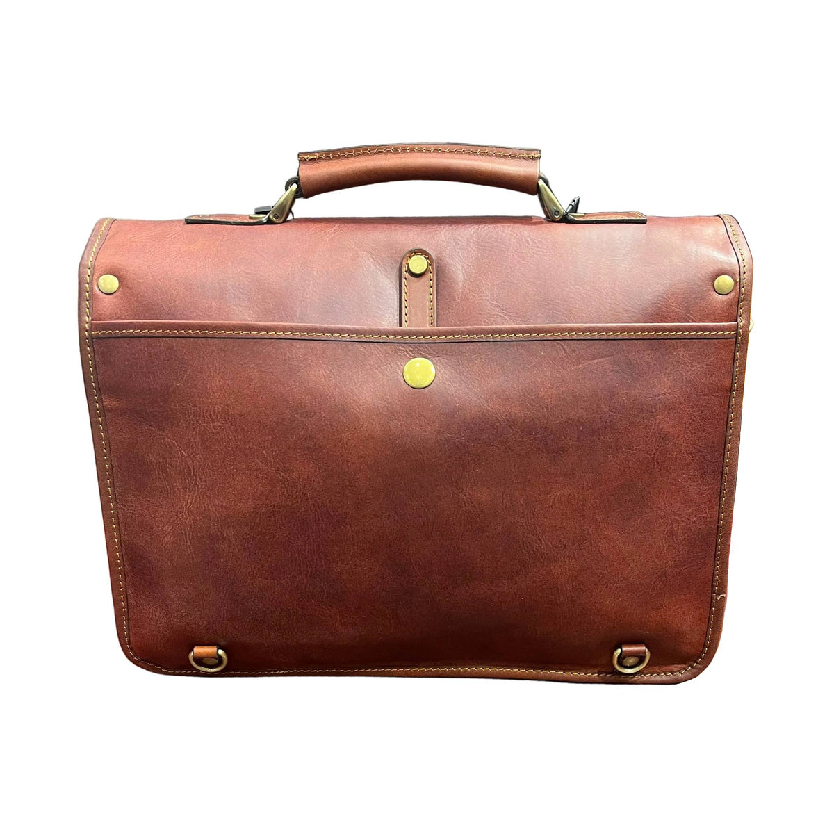 dietro hydra cartella 2 in 1 in cuoio marrone mogano borsa zaino da lavoro a tracolla fatta a mano in pelle made in italy cuoieria italiana®
