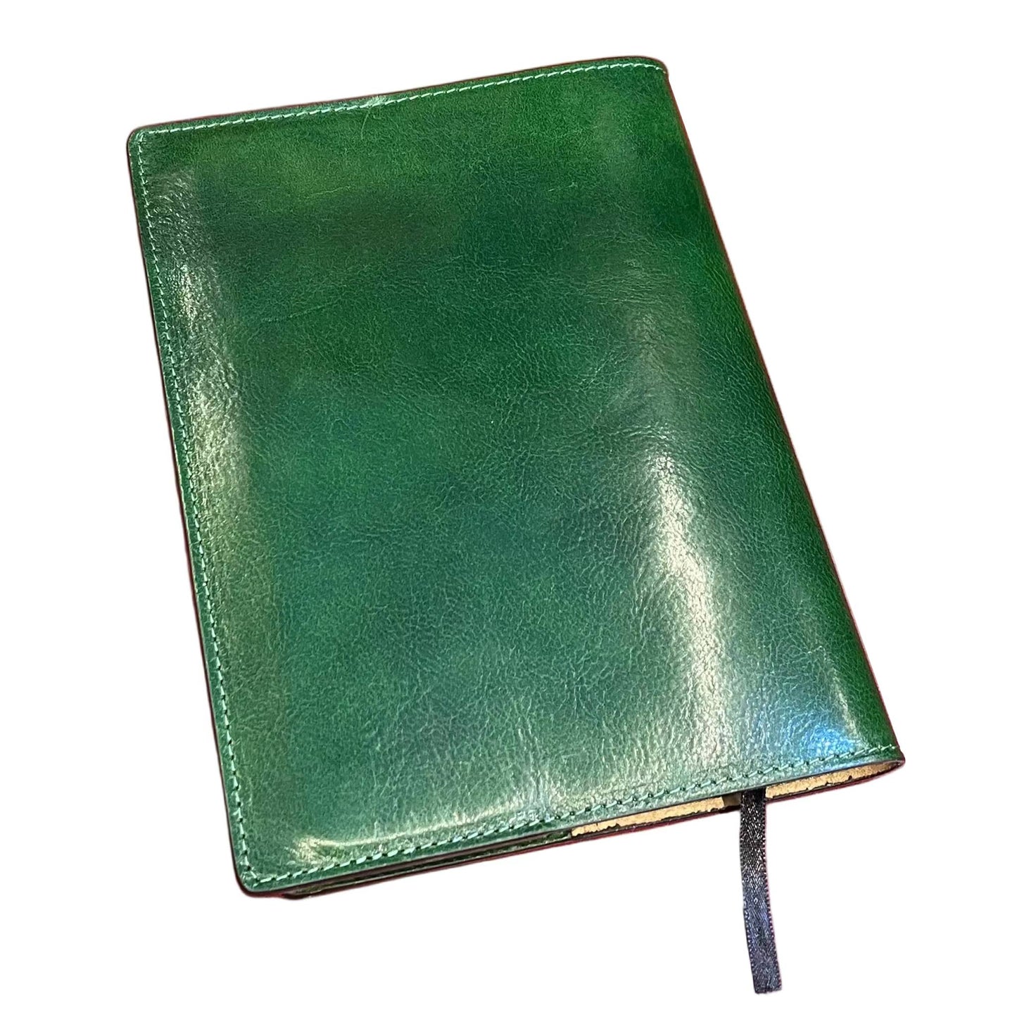 dietro leonida porta agenda in pelle verde accessorio da ufficio fatto a mano in cuoio made in italy cuoieria italiana