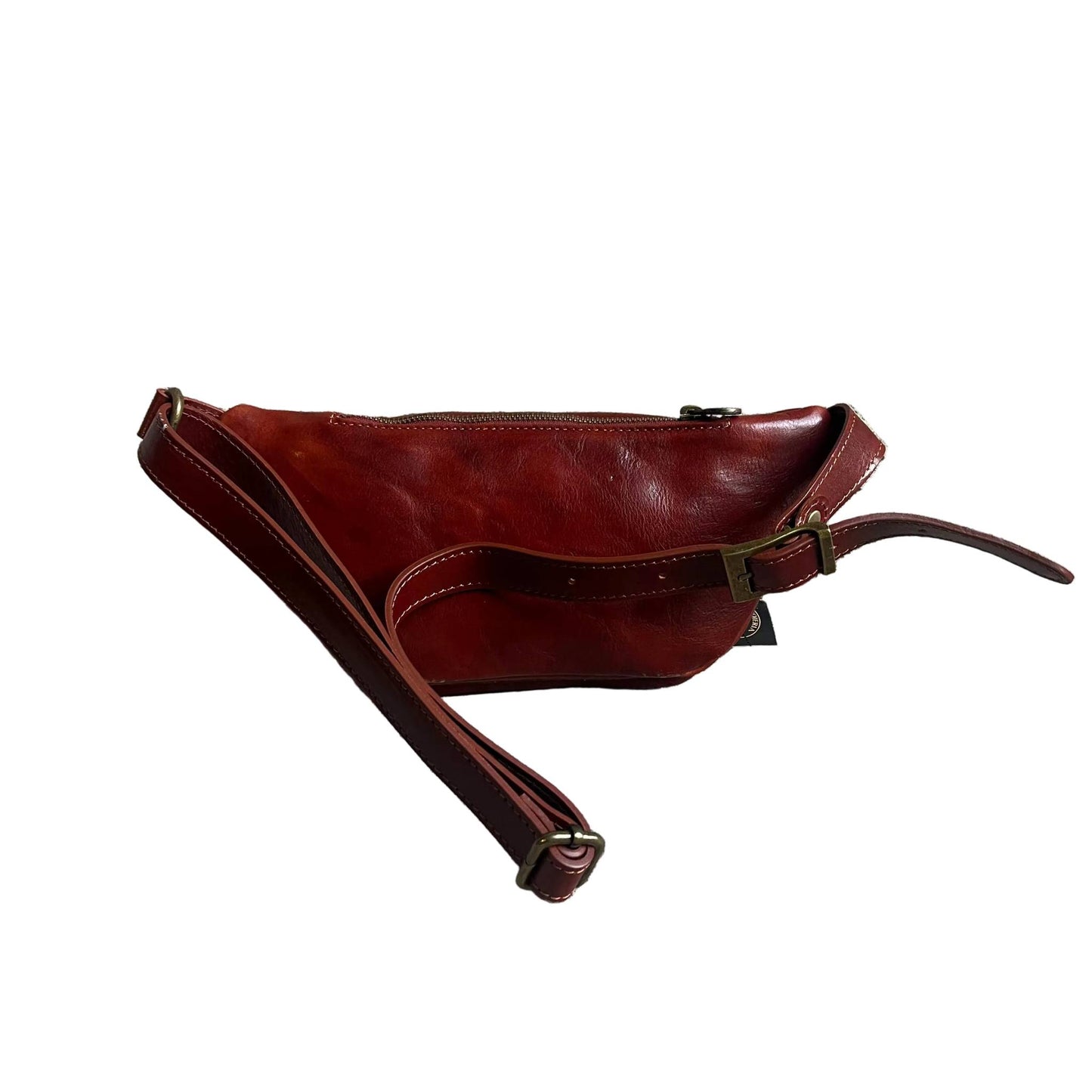 dietro marsupio in pelle taglia media marrone accessorio artigianale unisex made in italy cuoieria italiana