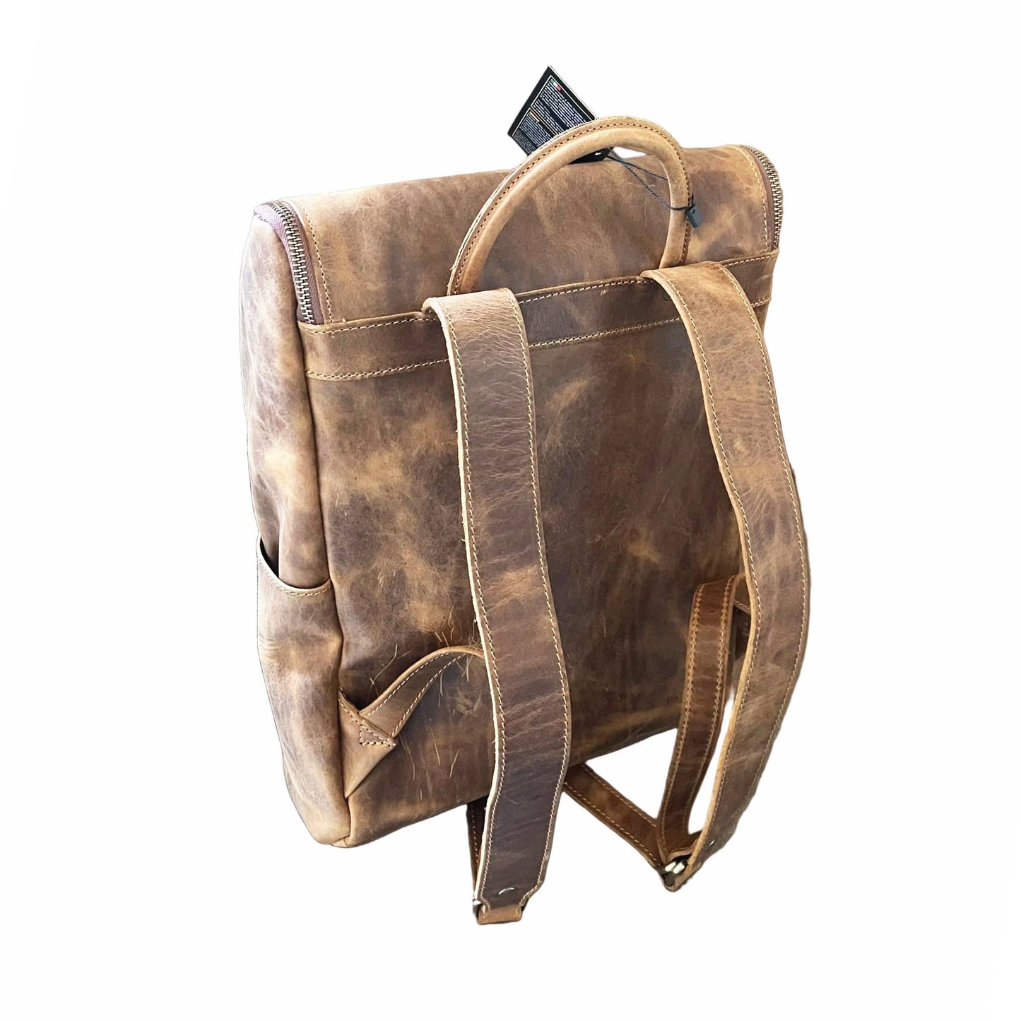 dietro nomade eterno zaino porta pc in pelle vintage cuoio invecchiato artigianale made in italy cuoieria italiana