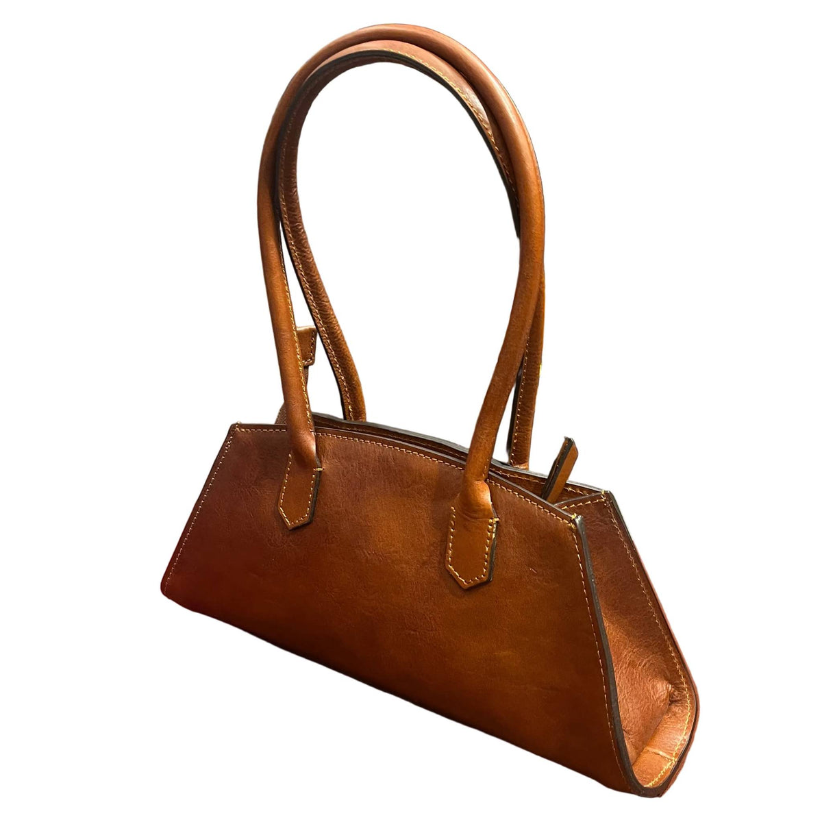 dietro persefone borsa in pelle marrone mogano da donna borsa fatta a mano in cuoio made in italy cuoieria italiana®