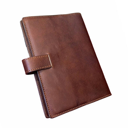 dietro porta agenda in pelle marrone artigianale accessorio da ufficio made in italy cuoieria italiana