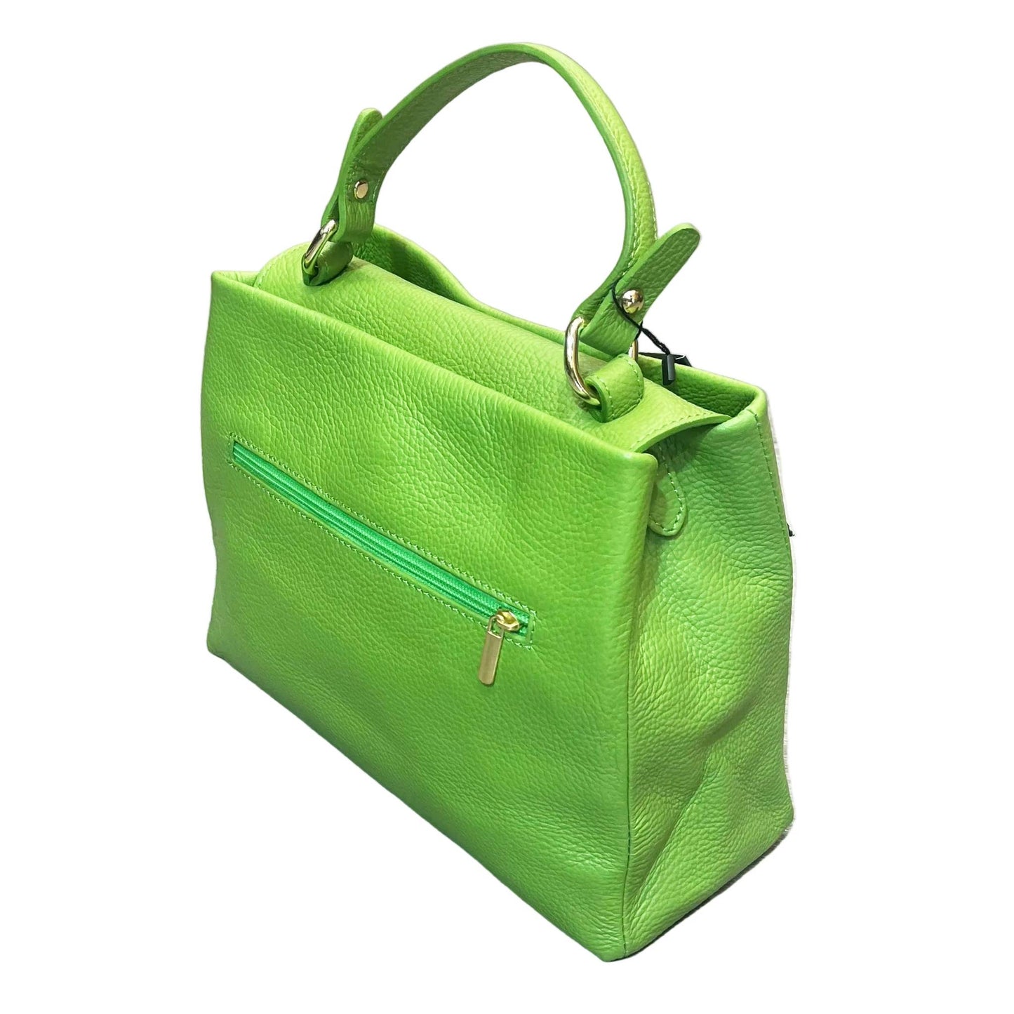 dietro stellaris morbida borsa a tracolla in pelle verde mela da donna artigianale made in italy cuoieria italiana