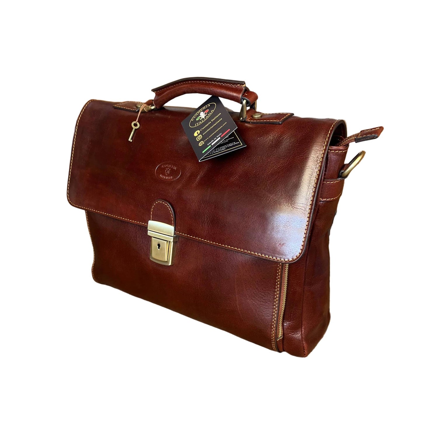 dirigente cartella da lavoro in pelle con chiusura borsa in cuoio professionale made in italy cuoieria italiana