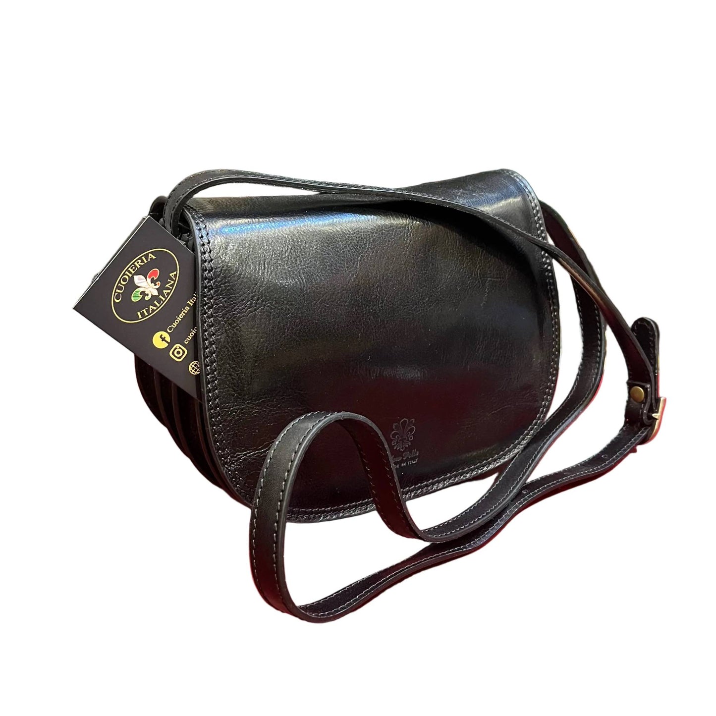eden borsa nera postino a tracolla in pelle da donna fatta a mano in cuoio made in italy cuoieria italiana