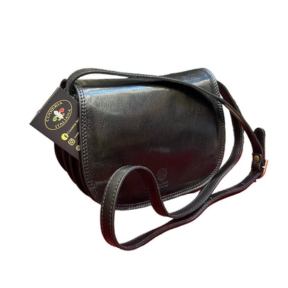 eden borsa nera postino a tracolla in pelle da donna fatta a mano in cuoio made in italy cuoieria italiana