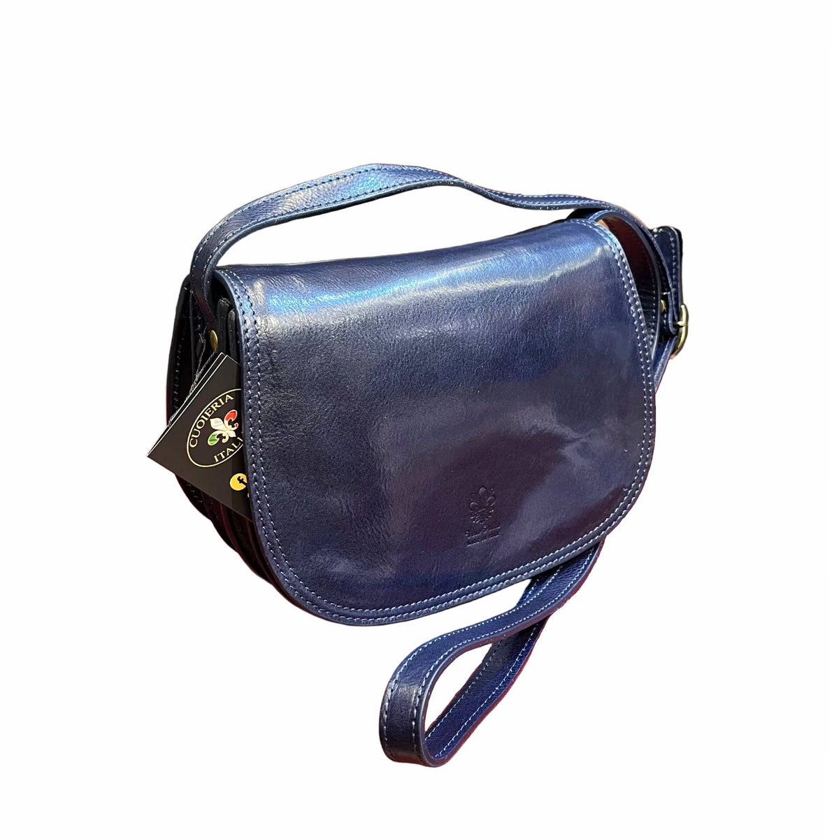 eden borsa postino a tracolla in pelle blu da donna made in italy cuoieria italiana