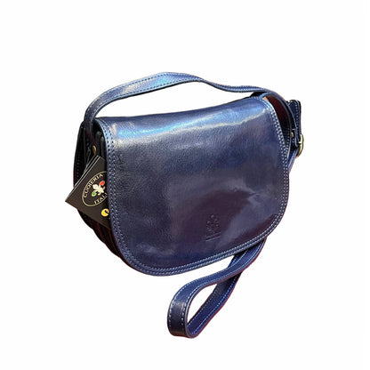 eden borsa postino a tracolla in pelle blu da donna made in italy cuoieria italiana