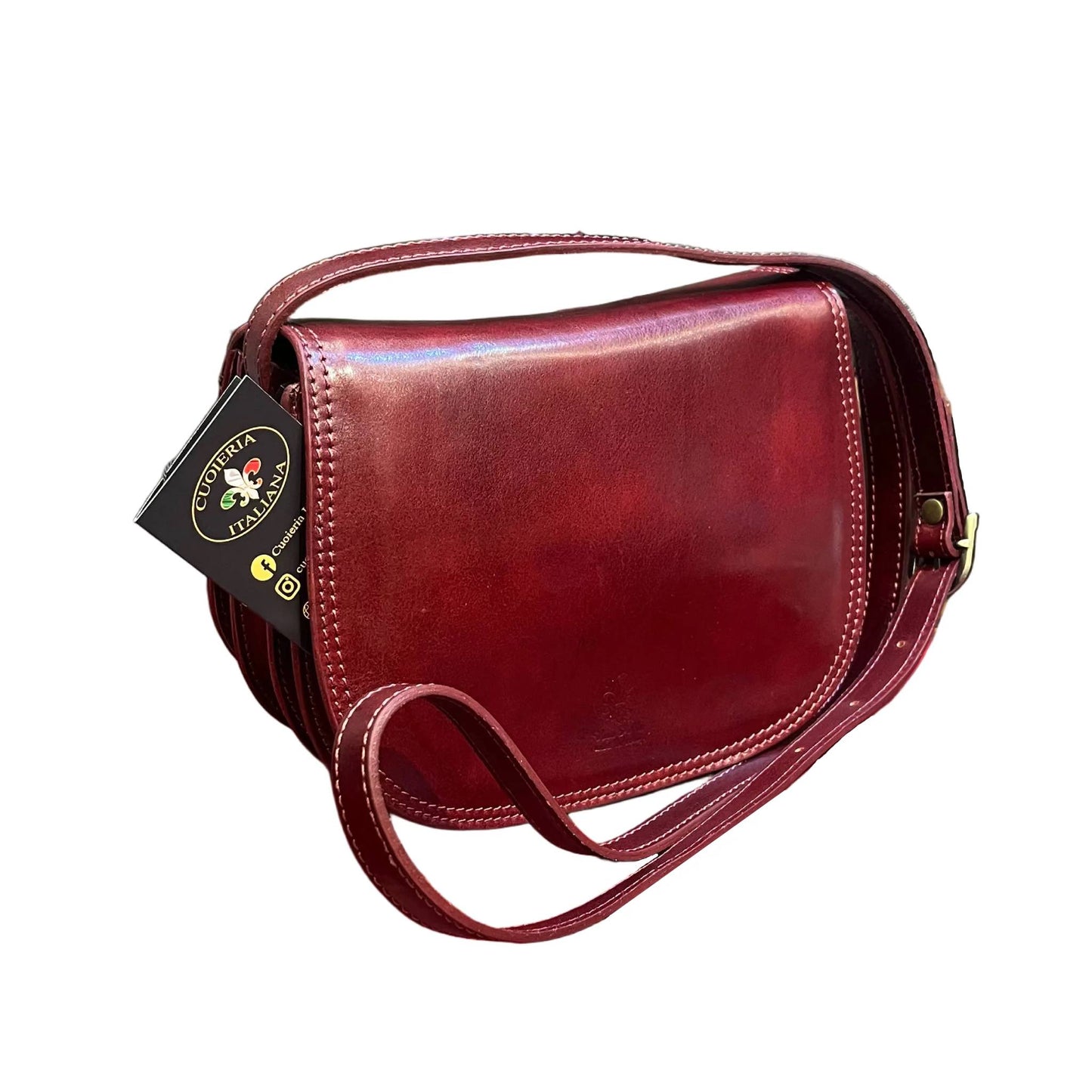 eden borsa postino a tracolla in pelle bordeaux da donna fatta a mano in cuoio made in italy cuoieria italiana