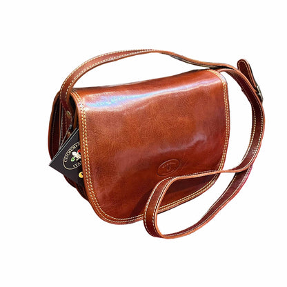 eden borsa postino a tracolla in pelle marrone classico da donna made in italy cuoieria italiana