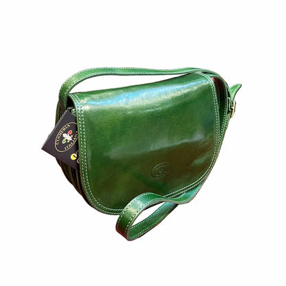 eden borsa postino a tracolla in pelle verde da donna made in italy cuoieria italiana