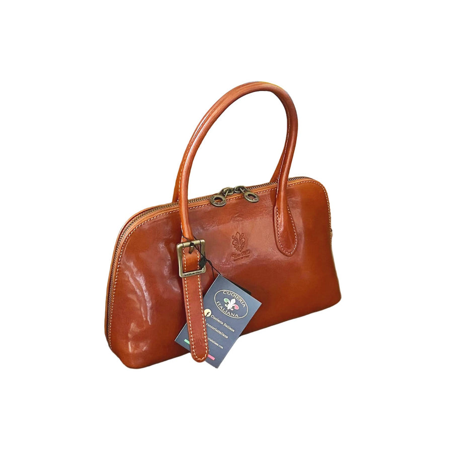 elios borsa elegante in pelle color cuoio naturale da donna artigianale made in italy cuoieria italiana