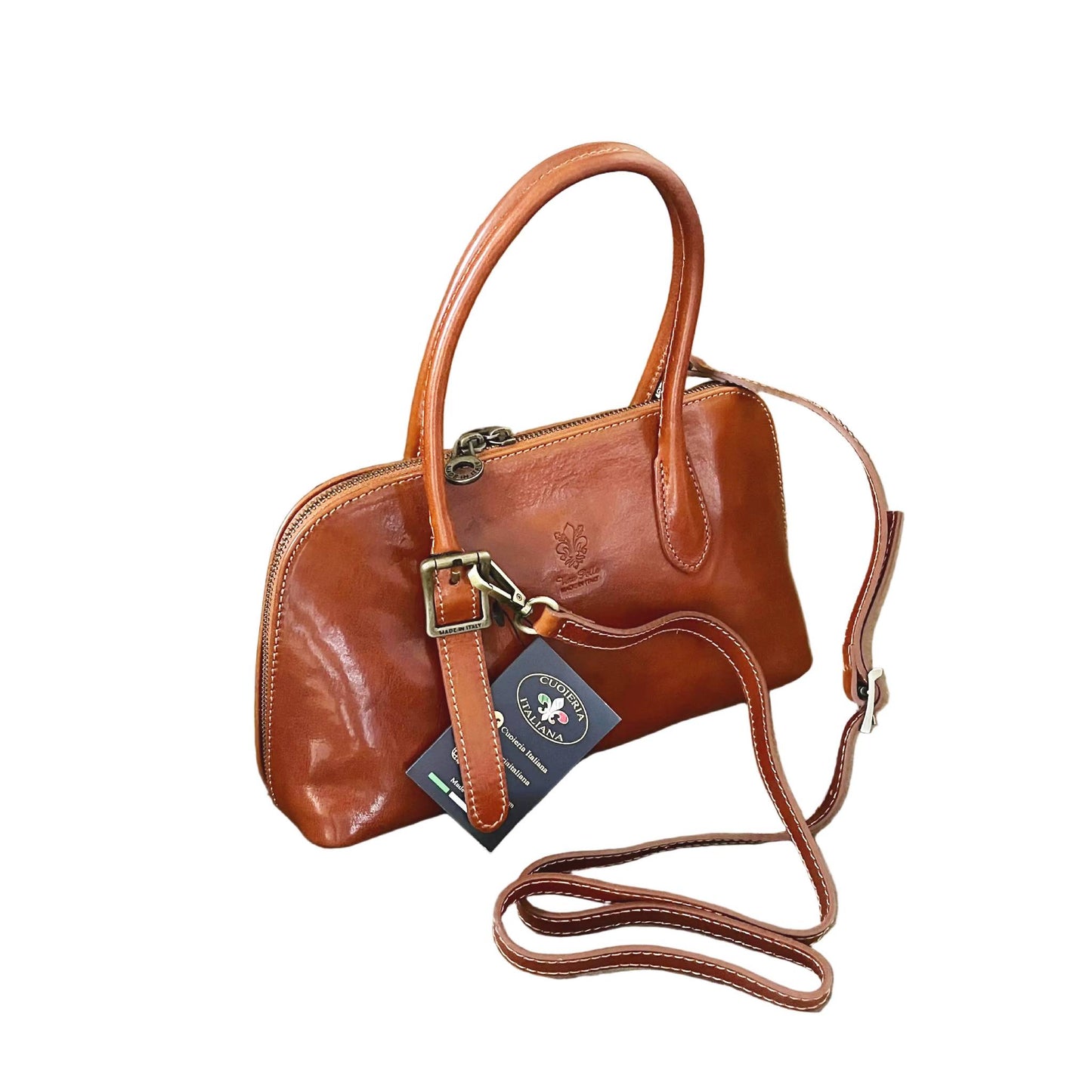 elios borsa elegante in pelle cuoio naturale con tracolla da donna artigianale made in italy cuoieria italiana