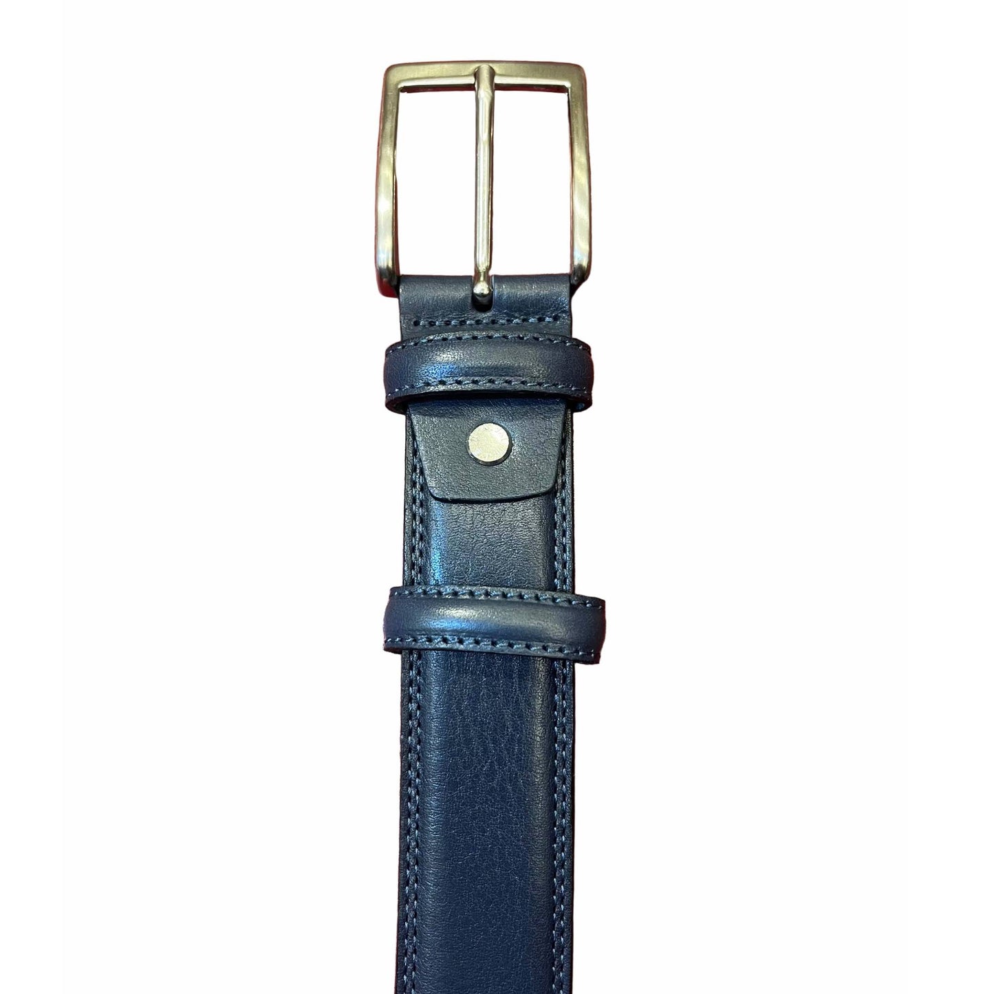 fibbia cintura blue navy in pelle accessorio in cuoio made in italy cuoieria taliana