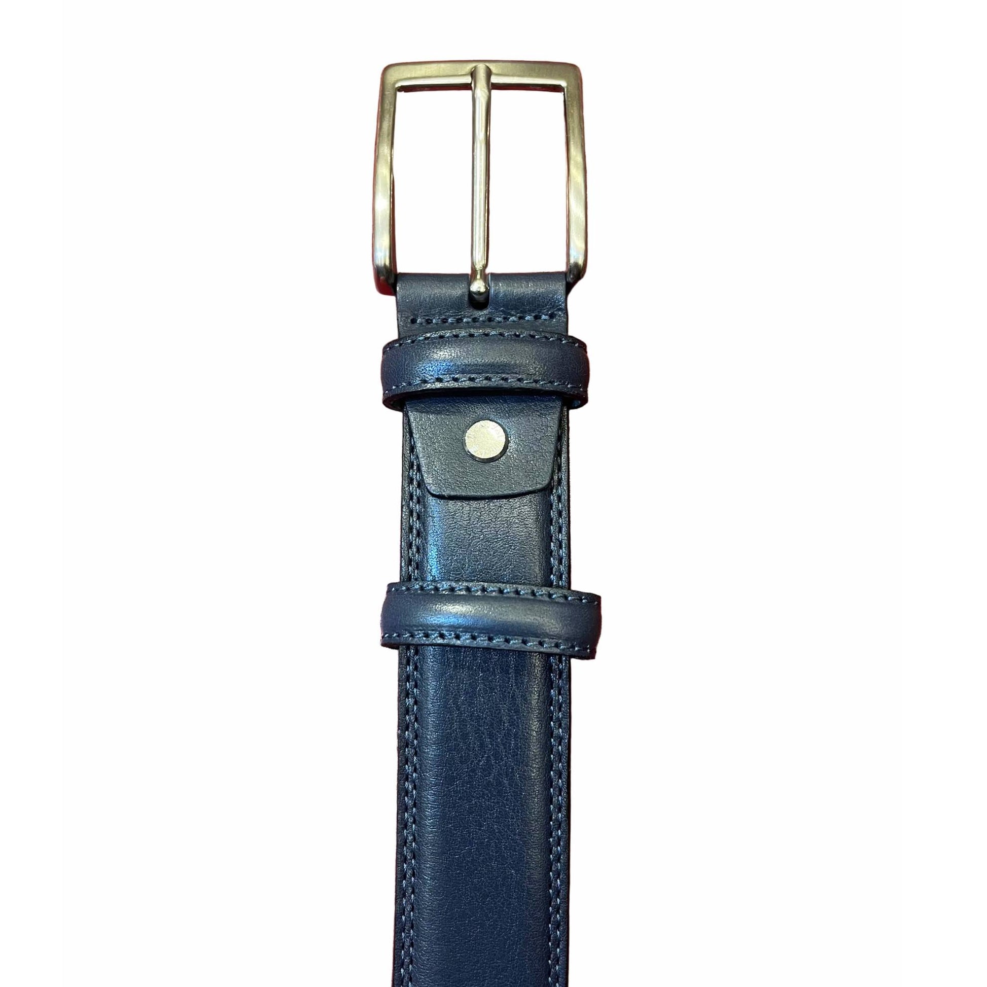 fibbia cintura blue navy in pelle accessorio in cuoio made in italy cuoieria taliana