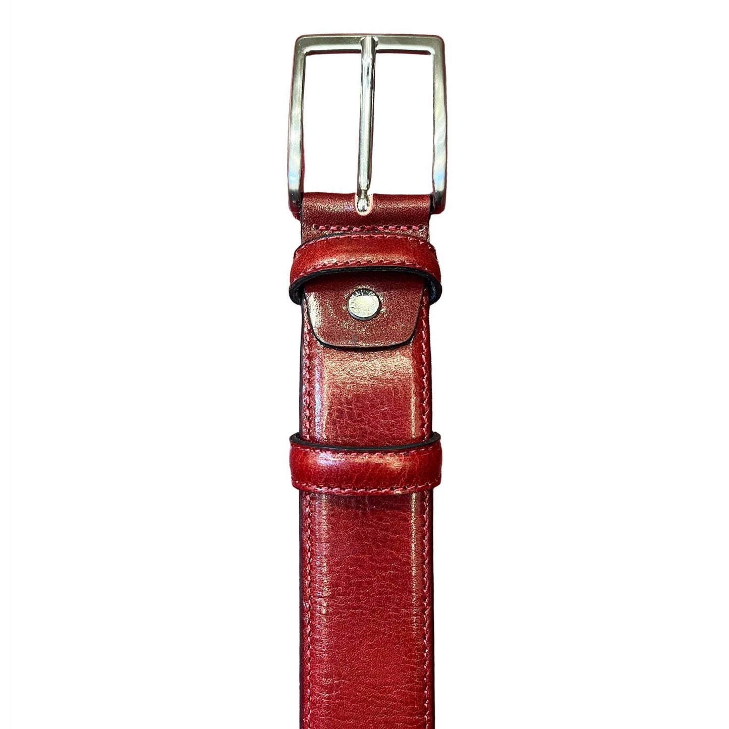 fibbia cintura rossa in pelle accessorio in cuoio made in italy cuoieria italiana
