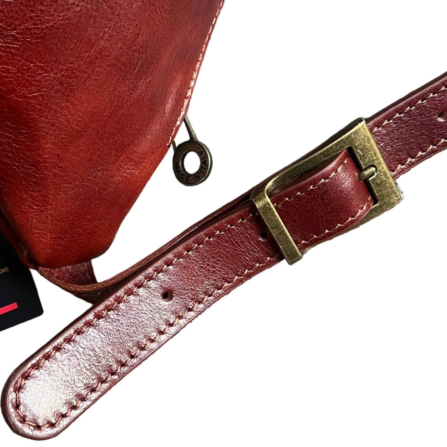 fibbia tracolla marsupio in pelle taglia media marrone accessorio artigianale unisex made in italy cuoieria italiana
