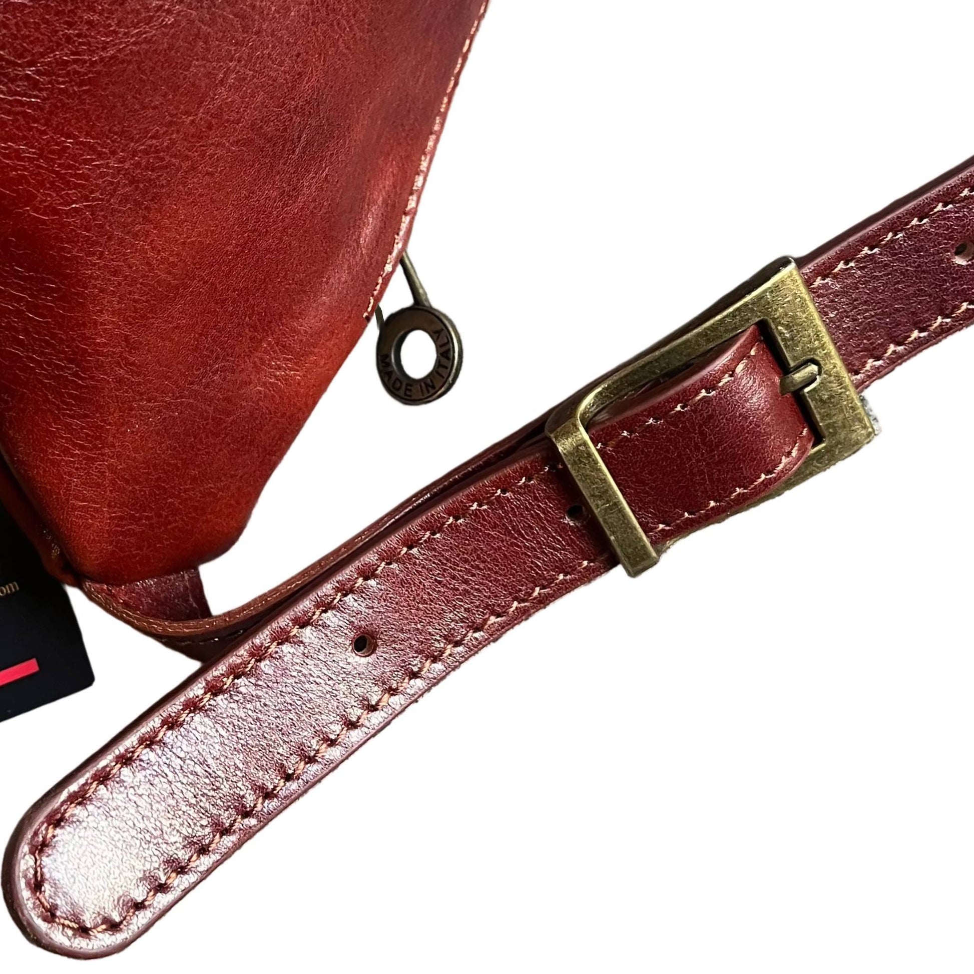 fibbia tracolla marsupio in pelle taglia media marrone accessorio artigianale unisex made in italy cuoieria italiana