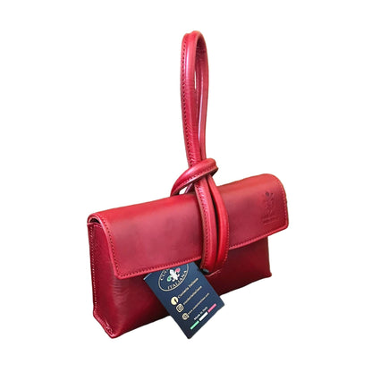 fiocco pochette borsetta a tracolla in pelle rossa made in italy cuoieria italiana