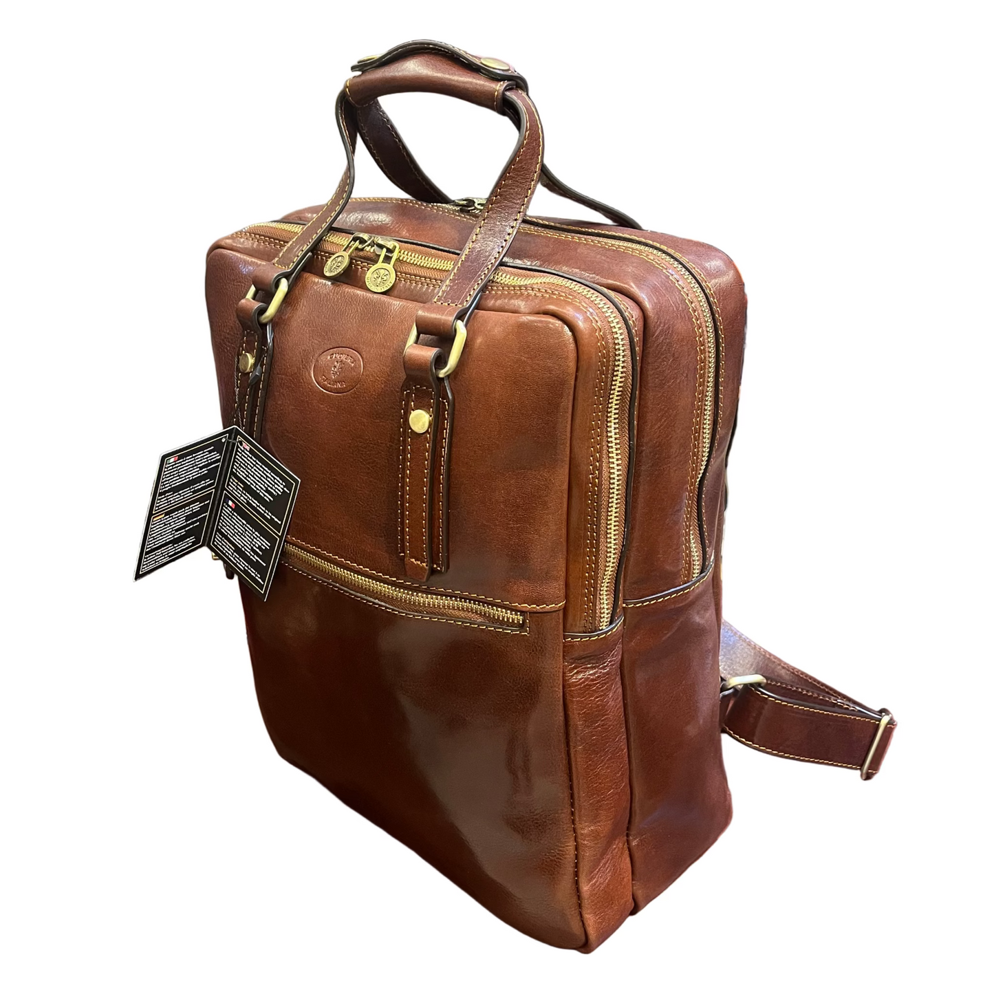 fobos zaino porta pc in pelle marrone zaino valigetta fatto a mano in cuoio made in italy cuoieria italiana®